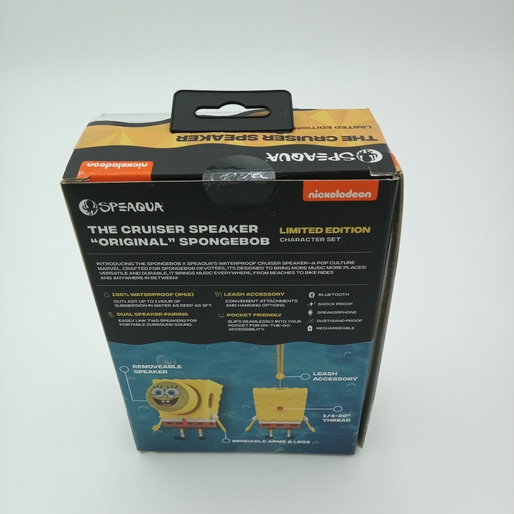 Speaqua SpongeBob SquarePants Waterproof Bluetooth Speaker NIB - Picture 3 of 5